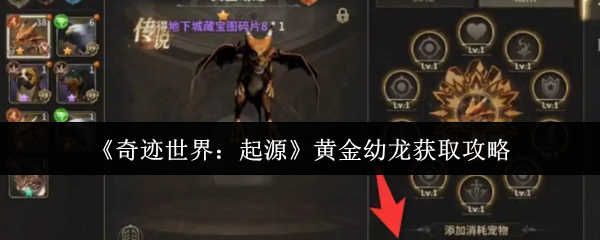 奇迹世界：起源黄金幼龙获取攻略