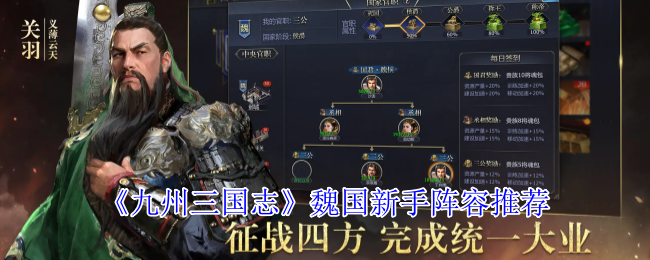 九州三国志魏国新手阵容推荐